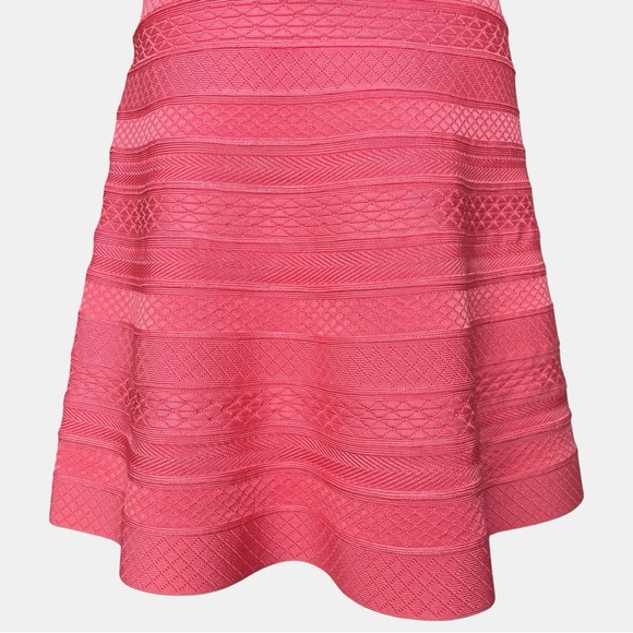 Herve Leger Akari Embossed Bandage Mini Dress Hibiscus Coral Pink Medium NWOT - Picture 6 of 17